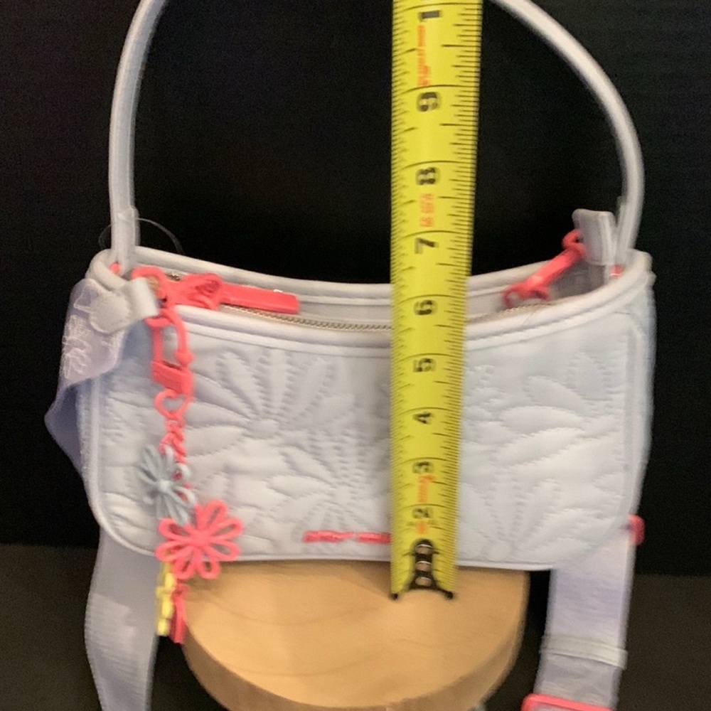 Betsey Johnson Blue Quilted Crossbody Handbag with Floral Embellishments - Picture 8 of 12